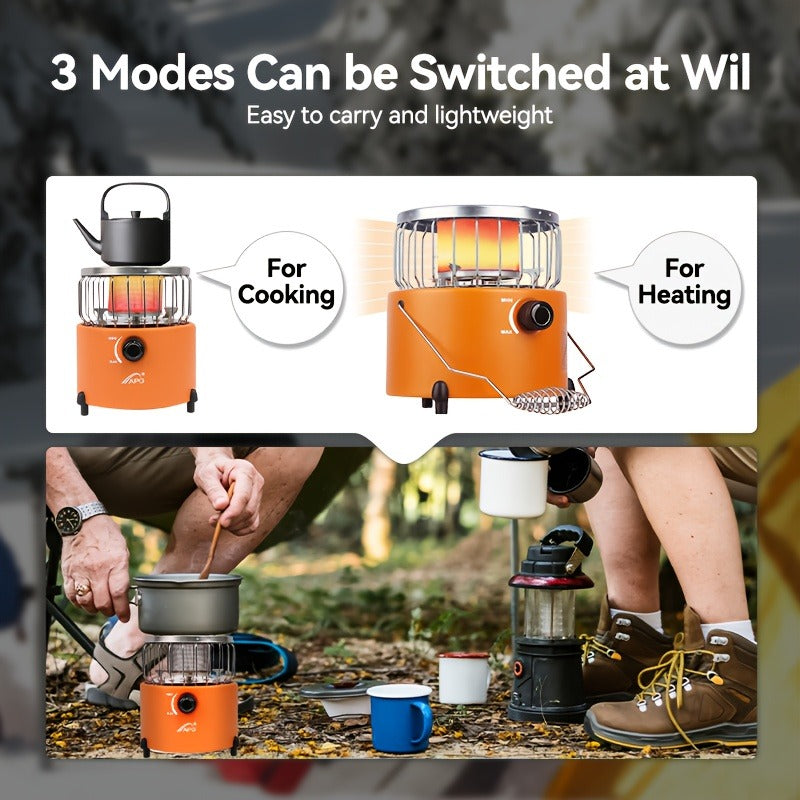Portable Propane Heater Stove 2-in-1 Camping Gas Stove & Heater 3680-9000 BTU with Ignition, Stainless Steel