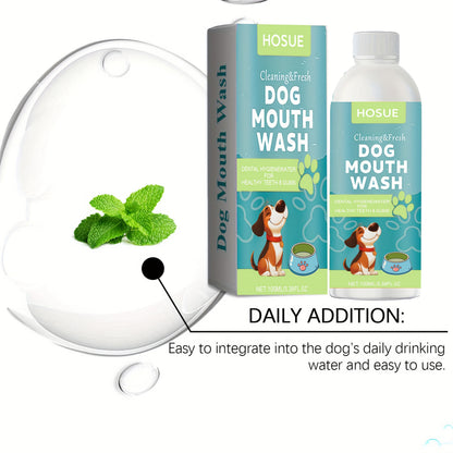 Dog Mouthwash for Fresh Breath with Peppermint Extract – Natural Dental Health Oral Care Liquid, Easy-to-Use Water Additive for Dogs