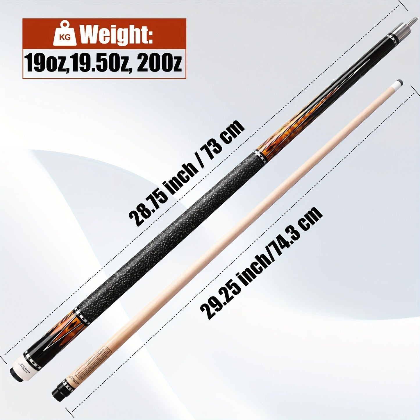 58-Inch Canadian Maple Pool Cue with 12.5mm Tip, Irish-Linen Wrap and Five SA-Series Design Codes