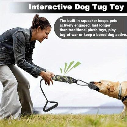 Dog Tug Rope Toy with Knotted Ball & Squeaker Interactive Tug-of-War Chew Toy for Medium Large Dogs – Training Rope Ball Toy in Corn Eagle