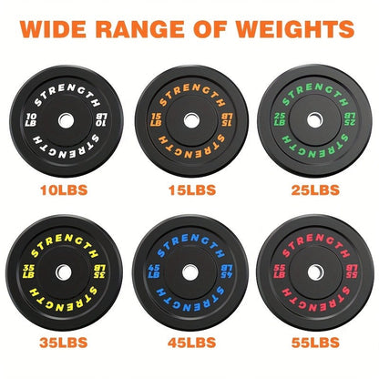 Black Olympic-Style Weight Plates with Colored Weight Markings in 10, 15, 25, 35 or 45 lb Options