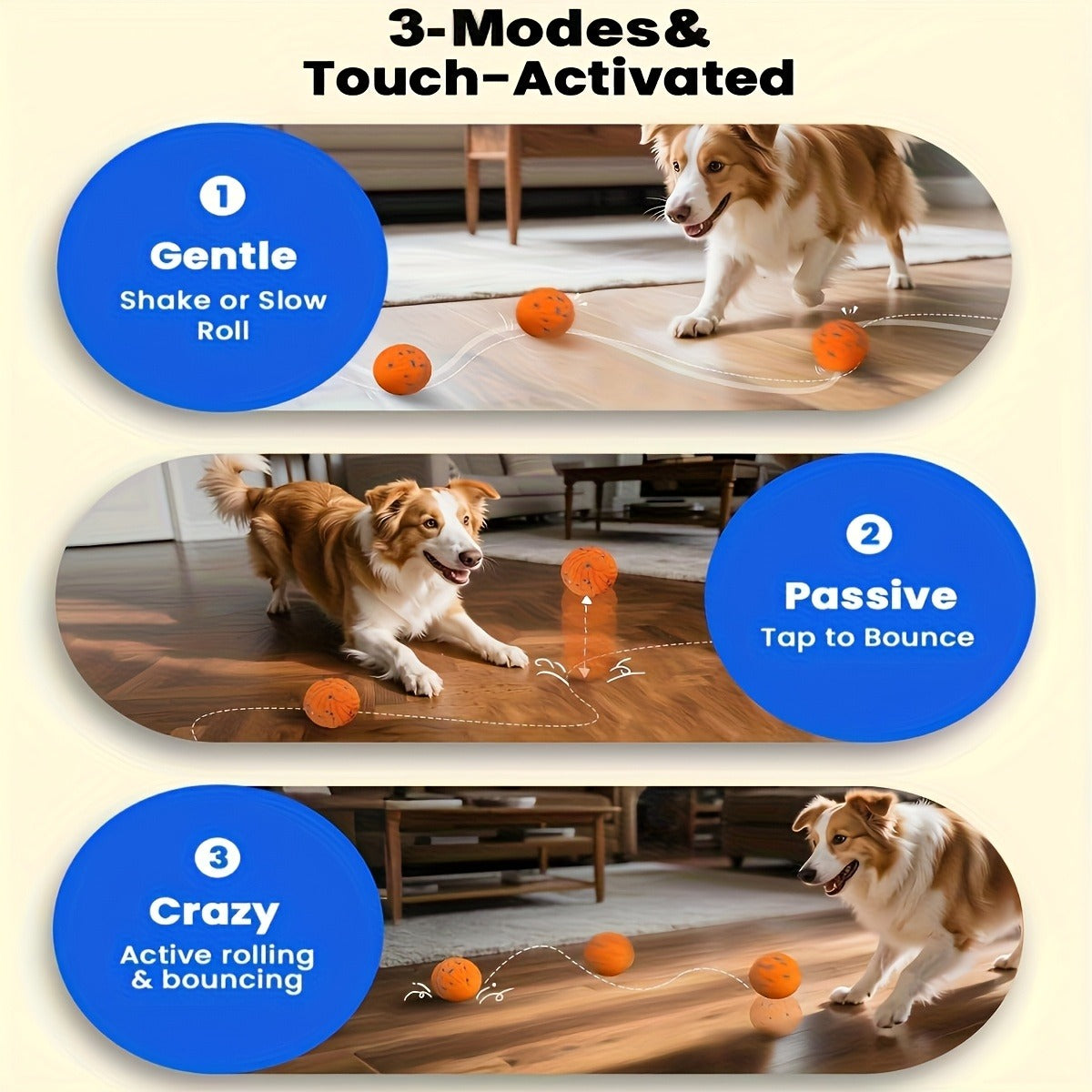 Automatic Moving Dog Ball Toy – Smart Motion-Activated Rolling & Rotating Ball for Medium Large Dogs, E-TPU Durable Bouncy Enrichment Toy