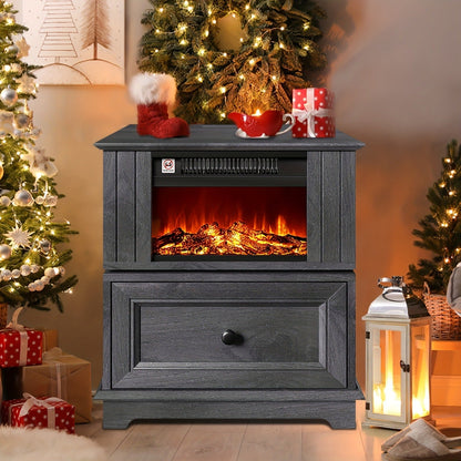 Electric Stove Heater End Table Rotatable Fireplace Side Table 1400W 4800 BTU Indoor Heater with Storage for Garden, Patio and Yard Use