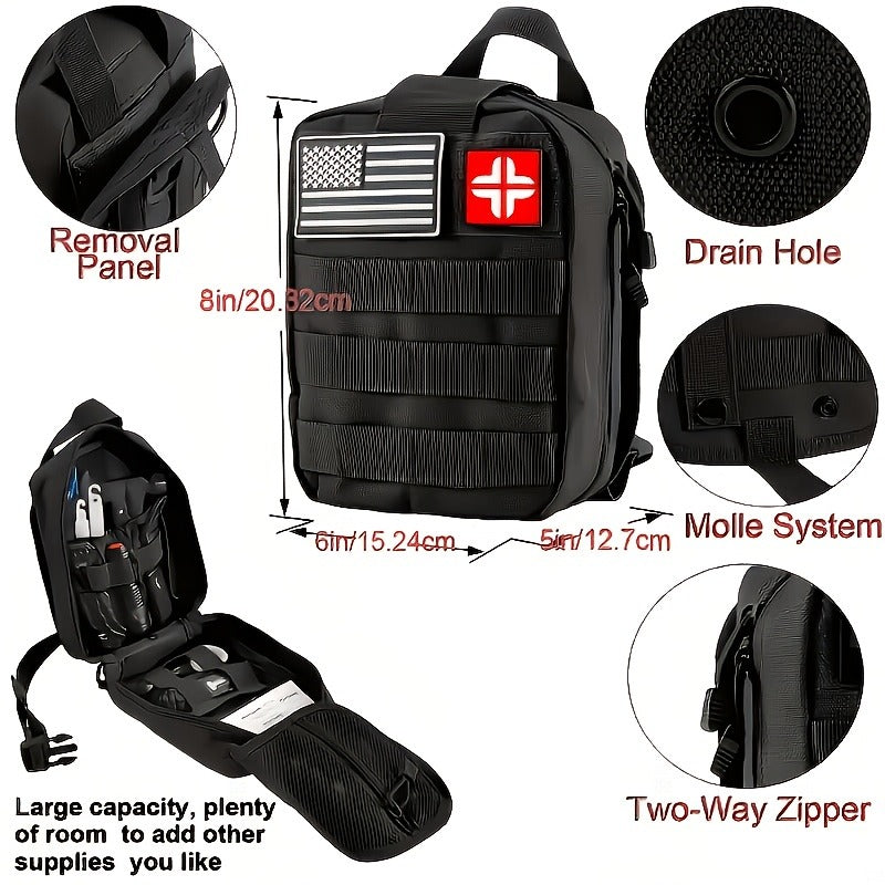 242-Piece Outdoor Tool and First Aid Supply Kit with Four Color-Labeled Zippered Pouch Options