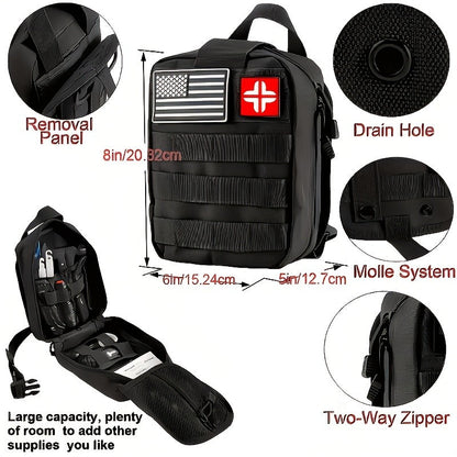 242-Piece Outdoor Tool and First Aid Supply Kit with Four Color-Labeled Zippered Pouch Options