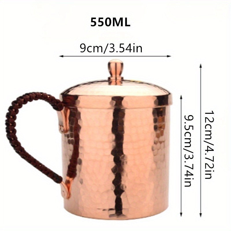 Moscow Mule Mug Hammered Copper 550ML – 100% Handcrafted Pure Solid Brass Cup with Rose Gold Finish | Heavy Gauge Traditional Cocktail Mug
