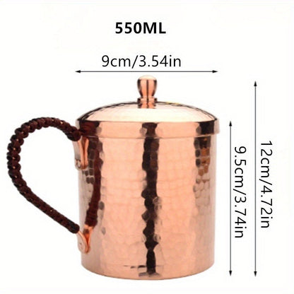 Moscow Mule Mug Hammered Copper 550ML – 100% Handcrafted Pure Solid Brass Cup with Rose Gold Finish | Heavy Gauge Traditional Cocktail Mug