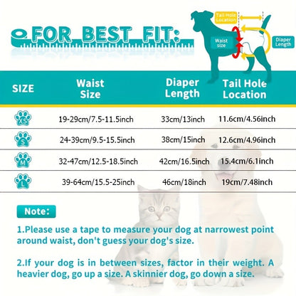 Washable Female Dog Diapers 3 Pack – Reusable Highly Absorbent Dog Period Panties for Heat Incontinence Puppy Training, XS S M L