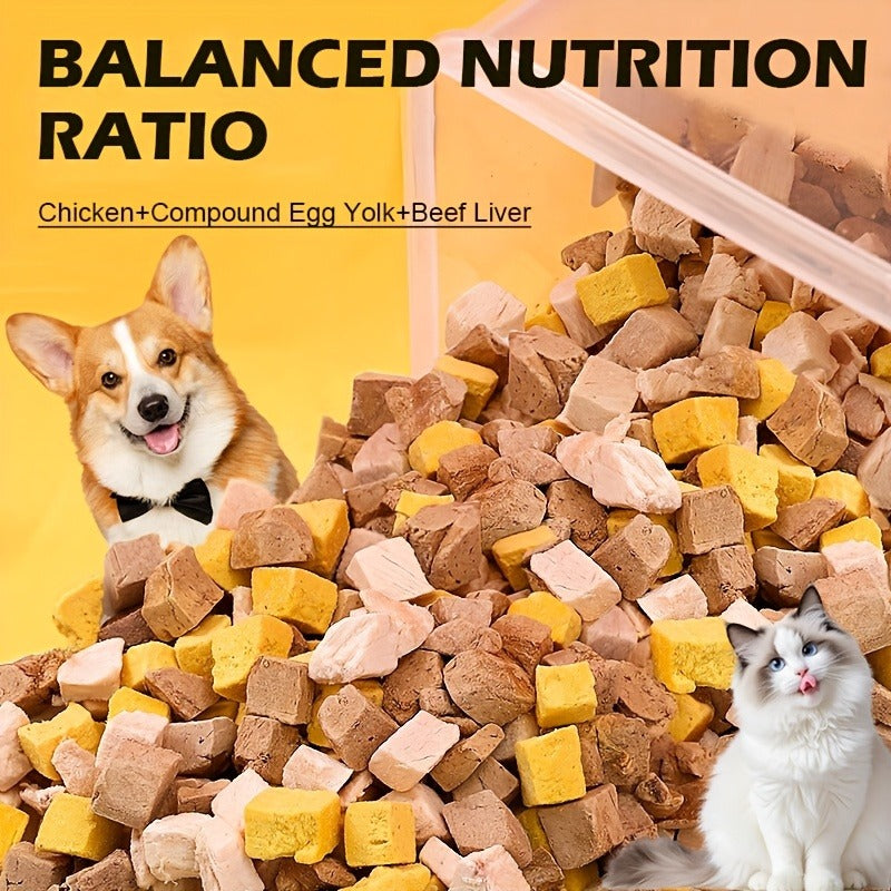 Freeze-Dried Dog Treats 150g Triple Combo – Beef Liver, Chicken & Egg Yolk Grain-Free High Protein Crunchy Bites for Small Dogs, Puppies