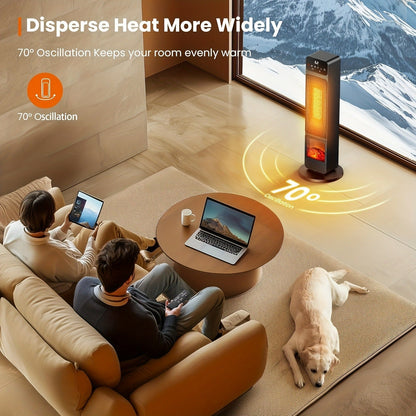 Electric Fireplace Space Heater 1500W, Portable Indoor Heater with 3D Flame Effect, 12H Timer, Heating & Fan Modes for Home & Office