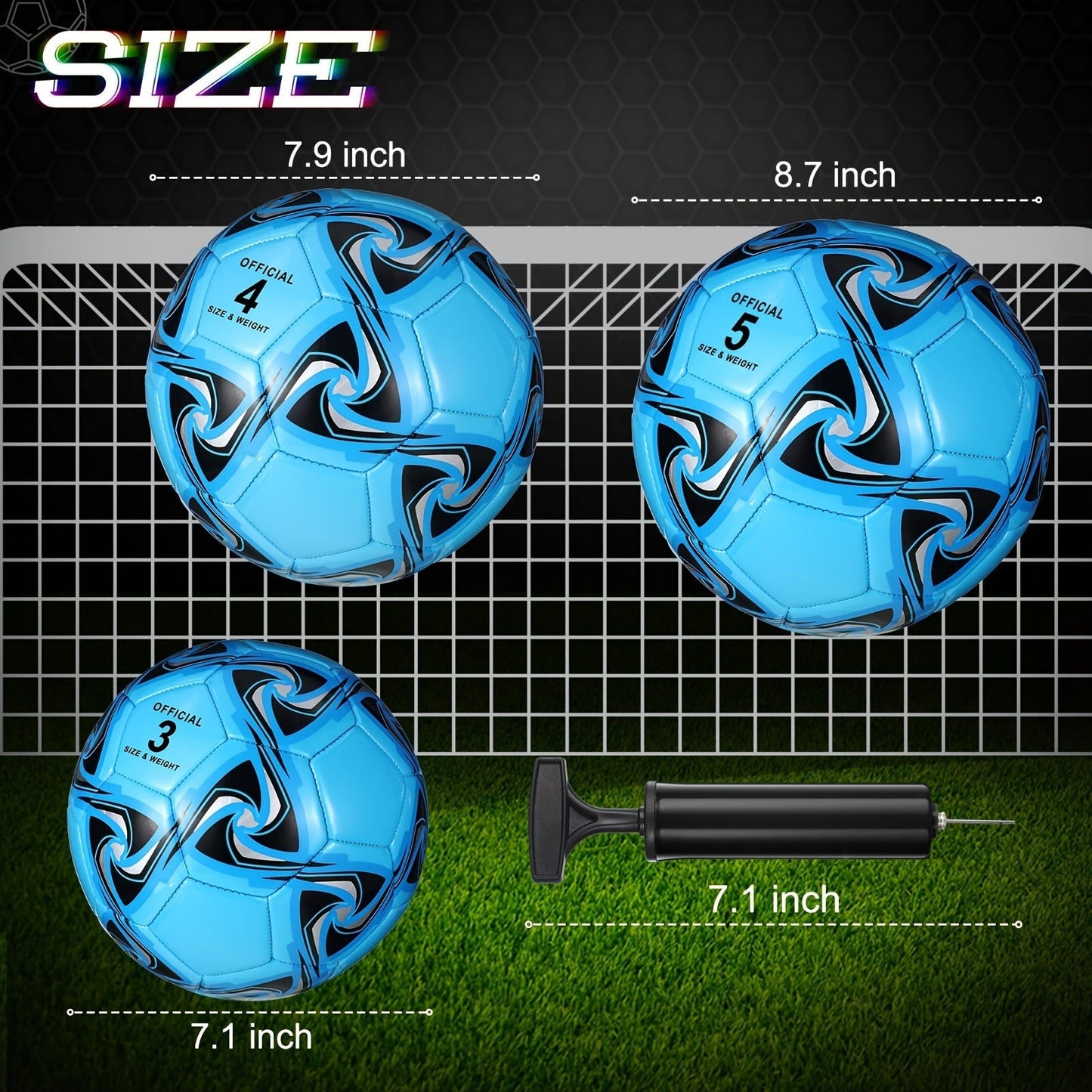 Soccer Balls Bulk 6 Pack Size 5 with Pump Official Size Indoor Outdoor Training Match Practice Game Balls for Kids Adults School Team