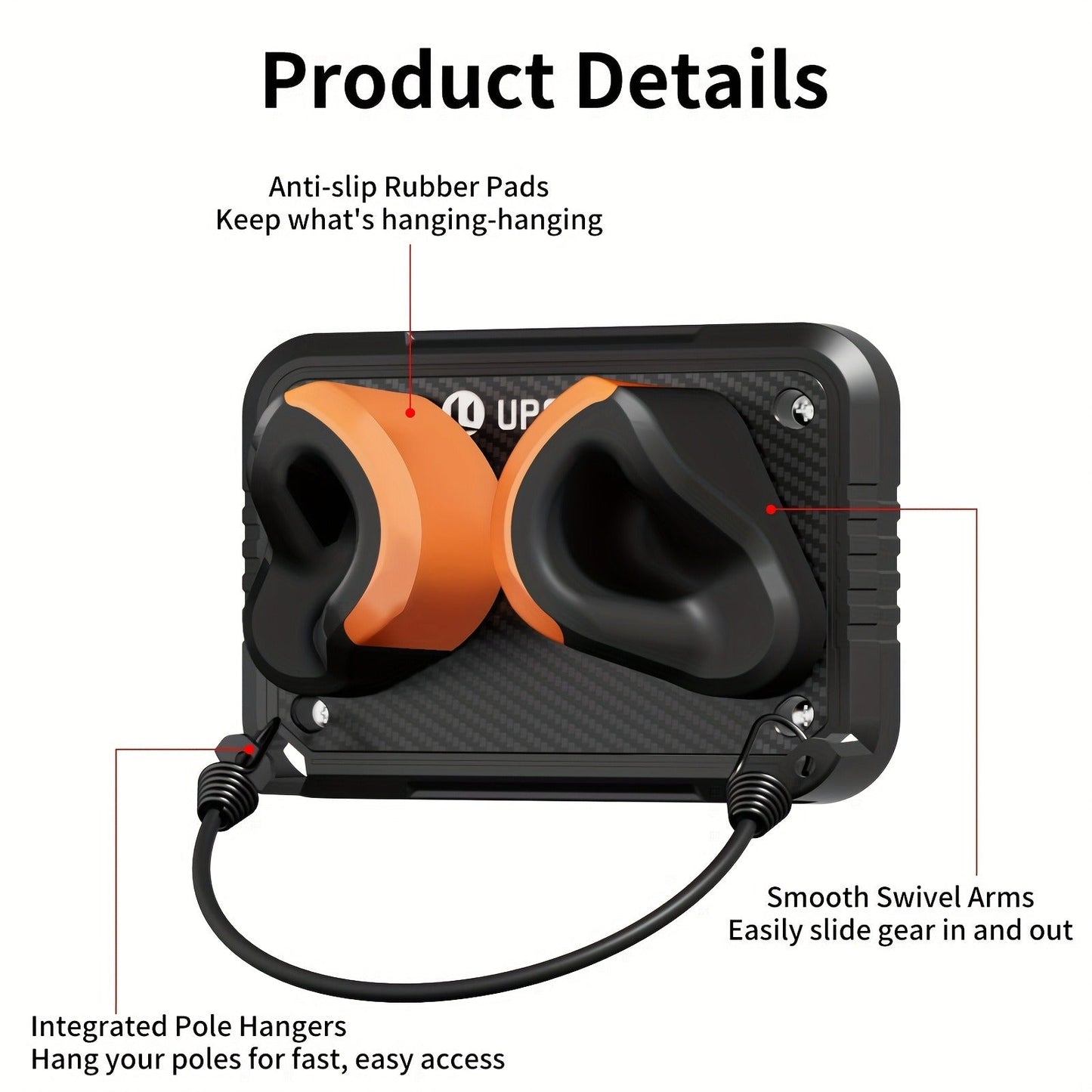 Wall-Mounted Ski & Sports Equipment Storage Rack – Heavy Duty Garage Organizer Hook Set, Holds Up to 100 lbs