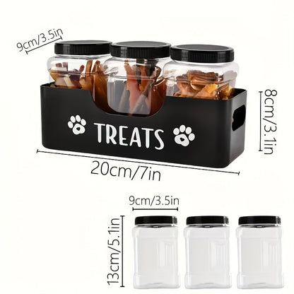 Airtight Pet Food Storage Container Set – 3pcs Plastic Jars with Lids, Farmhouse Style Snack Box for Dogs & Cats