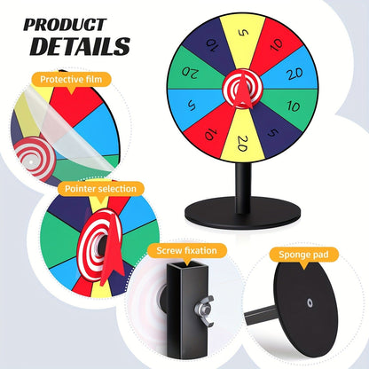 Tabletop Spinner Wheel 10 Slot – 8 Inch Heavy Duty Iron Base Prize Wheel for Carnival Games, Trade Show Spin Wheel, Party Supplies
