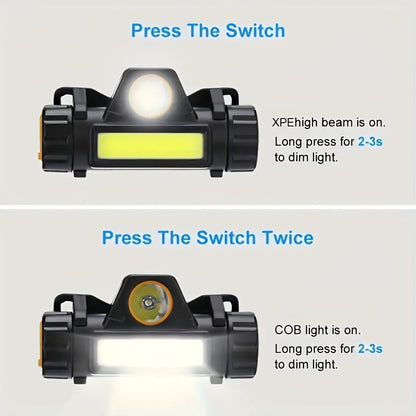 Rechargeable Headlamp 4 Pack, COB LED Head Lamp with Magnetic Base, USB Rechargeable Super Bright Headlight
