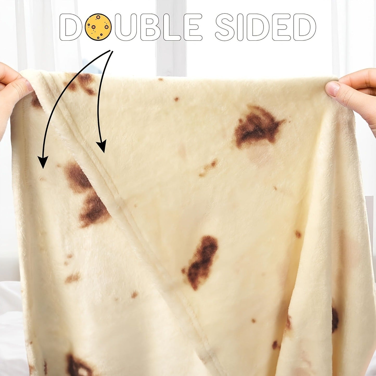 Round Tortilla Print Throw Blanket with Two-Sided Artwork and Five Diameter Options from 33.5 to 80 Inches