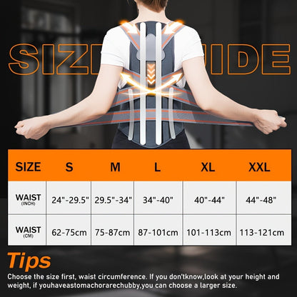 Full-Back Posture Brace with Dual Elastic Straps, Support Panels and S–XXL Size Options for Daily Wear