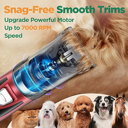 Pet Hair Clipper Cordless Adjustable Comb – Silent Low Noise Rechargeable Electric Dog Cat Grooming Scissors Set, Multiple Style Options