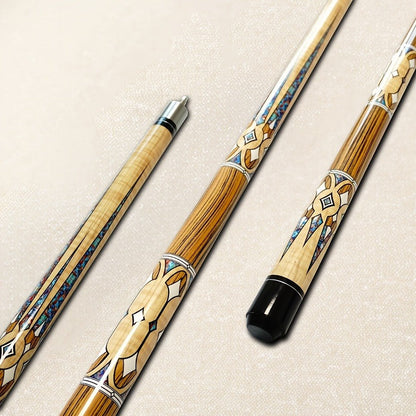 58-Inch Maple Pool Cue with Two-Piece Construction, Decorated Butt and Style A, B or C Design Choices
