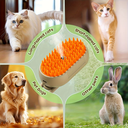 Cat Grooming Steam Brush – Self-Cleaning 4-in-1 Pet Brush with Spray for Cats & Dogs Shedding Grooming Control Deshedding Tool