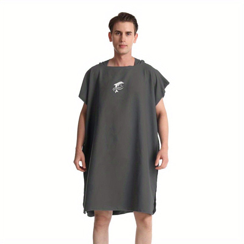 Quick-Dry Surf Poncho Towel Robe – Microfiber Beach Wrap with Shark Graphic, Super Absorbent Changing Robe for Swimming, Surfing & Travel