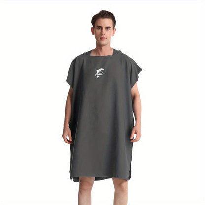 Quick-Dry Surf Poncho Towel Robe – Microfiber Beach Wrap with Shark Graphic, Super Absorbent Changing Robe for Swimming, Surfing & Travel