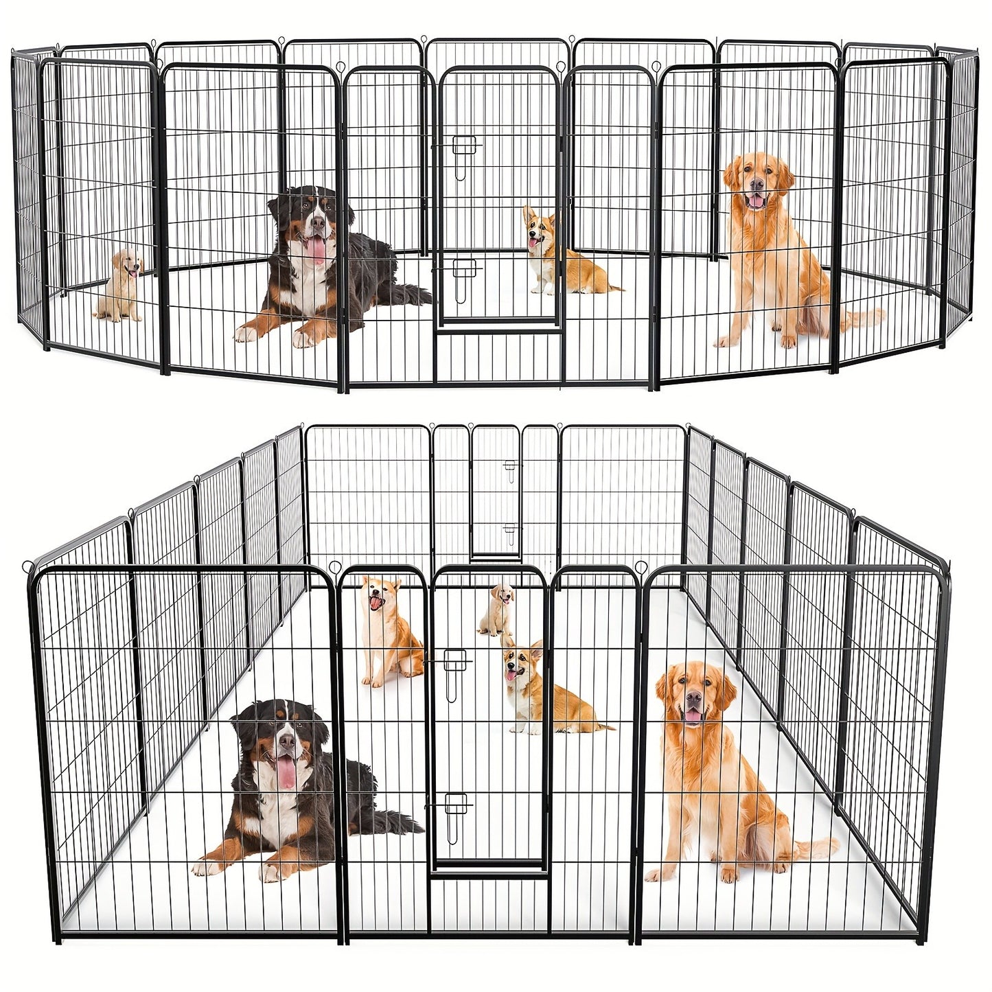 Dog Playpen Heavy Duty Foldable – 8 & 16 Panel Pet Exercise Pen for Large Medium Small Dogs, Portable Indoor Outdoor Puppy Pen for Yard