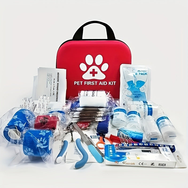 101-Piece Pet First Aid Kit with Portable Case – Multifunctional Emergency Dog & Cat Care Kit for Hiking, Camping, Backpacking