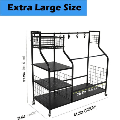 Golf Bag Storage Rack & Organizer for Garage – Extra Large Golf Club Holder Stand for 2 Bags, Heavy Duty Golf Equipment Accessories