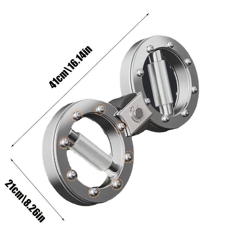 Fitness Equipment Silver Wrist and Forearm Trainer with Dual Grip Rings and 360-Degree Center Arm