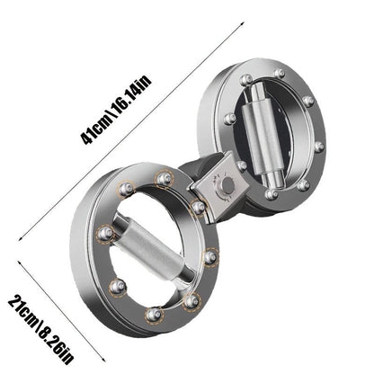 Fitness Equipment Silver Wrist and Forearm Trainer with Dual Grip Rings and 360-Degree Center Arm