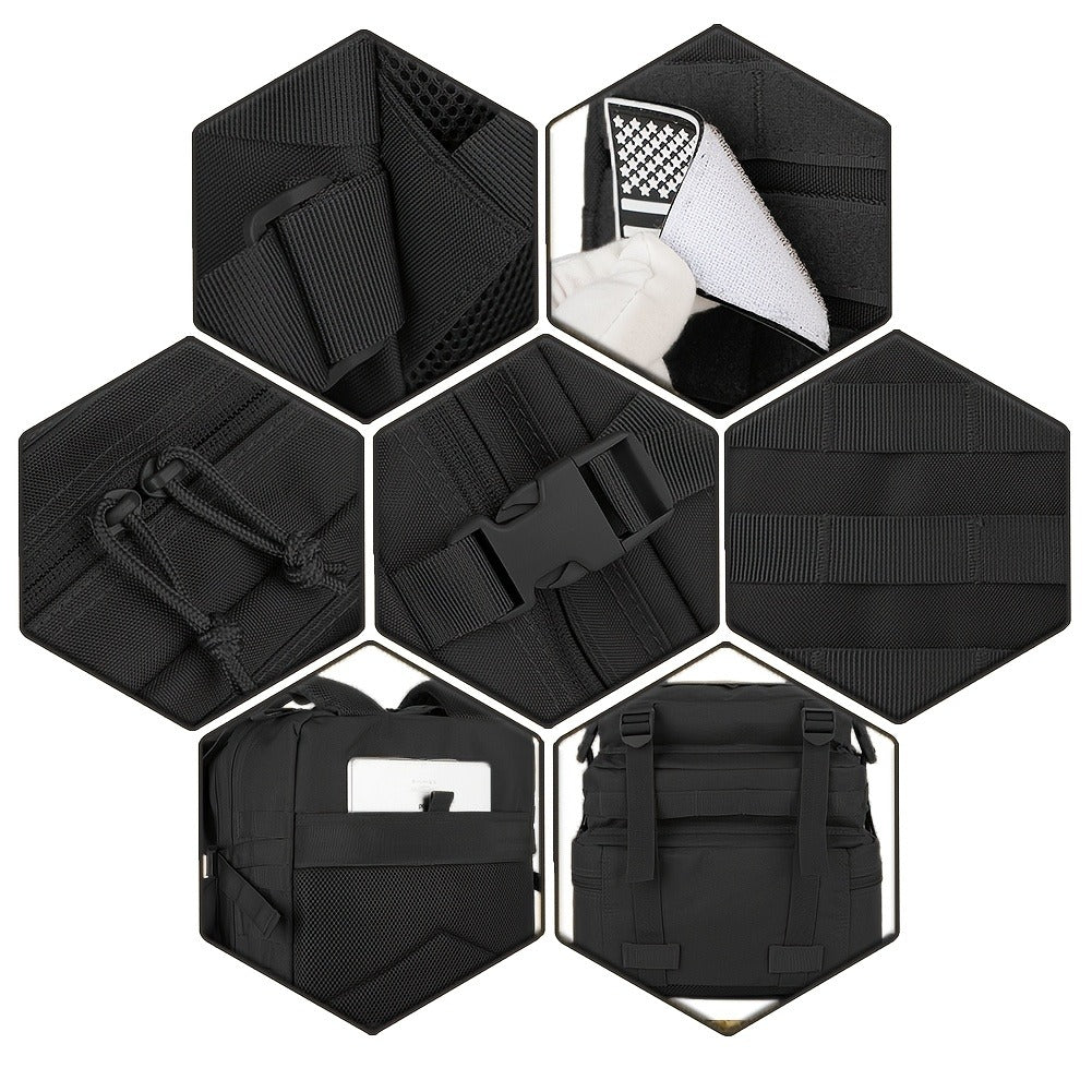 Hunting Rucksack Tactical Hiking Backpack Durable Polyester Multifunctional Camping Backpack with Utility Pocket Zipper Chest Adjustment