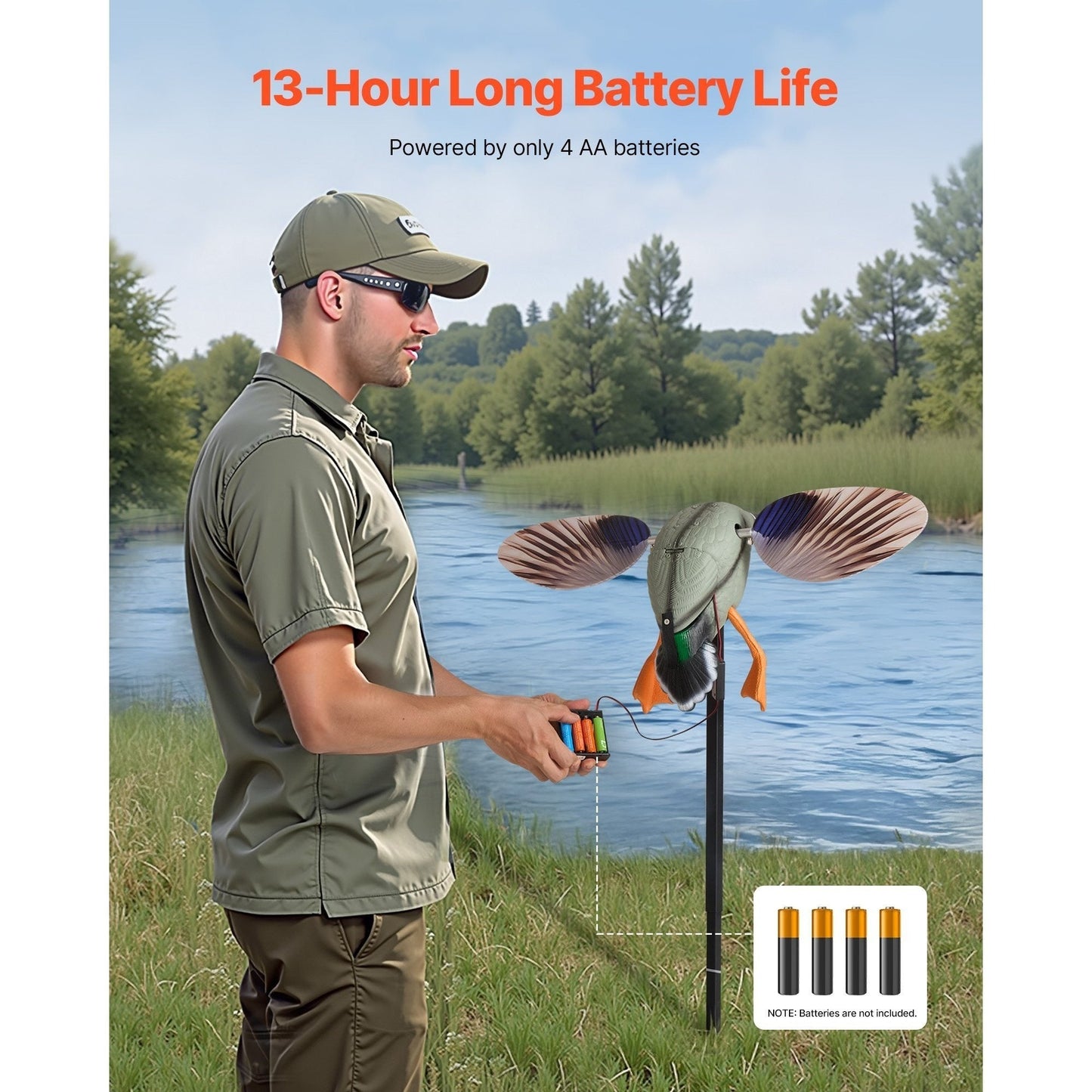 Remote Control Duck Decoy with Spinning Wings – 120M Infrared RC Realistic Teal Hunting Decoy | Bionic Motion Wing Flapping