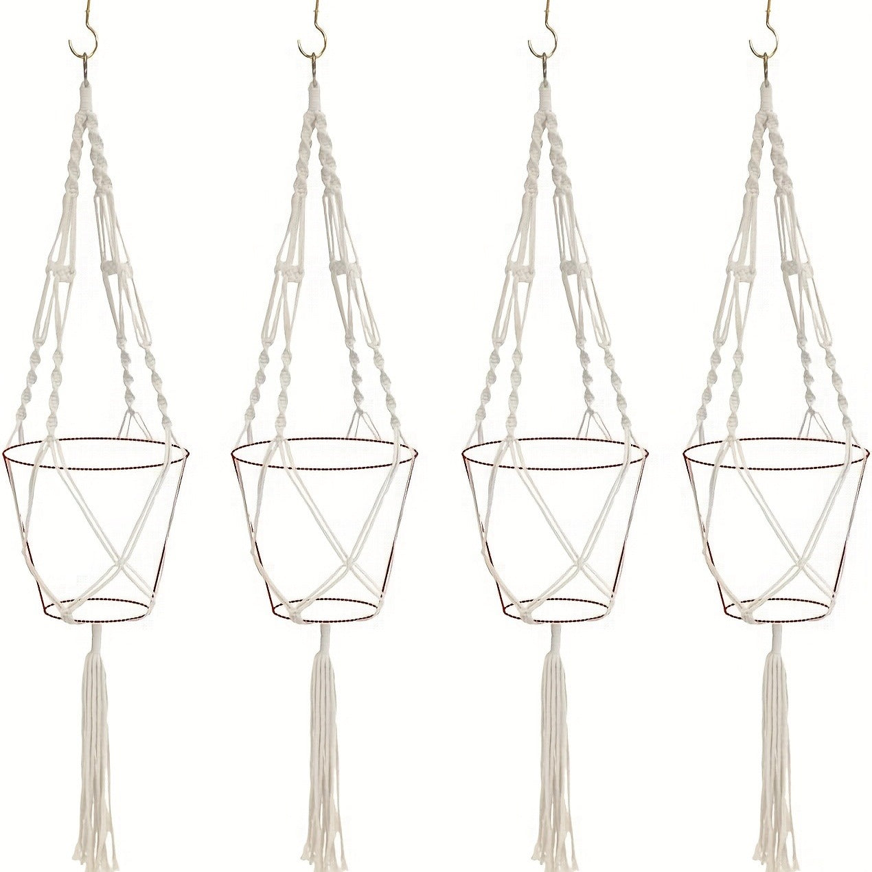 Macrame Hanging Planter Set of 4 Boho Rope Basket Plant Pot Holder for Indoor Outdoor – Decorative Hanging Organizer Net for Bedroom Living