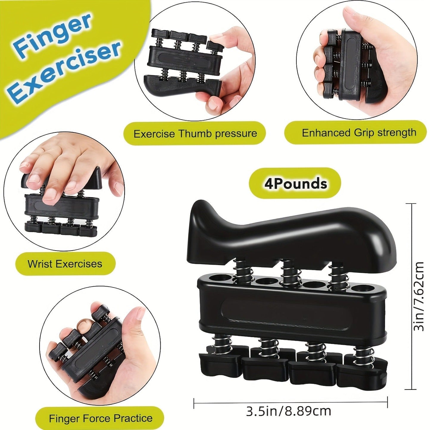 Grip Strengthener Set 5pcs – Adjustable Hand Grip Trainer with Counting, Finger Exerciser, Finger Stretcher