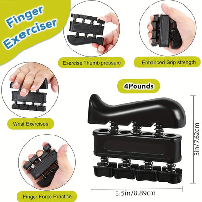 Grip Strengthener Set 5pcs – Adjustable Hand Grip Trainer with Counting, Finger Exerciser, Finger Stretcher