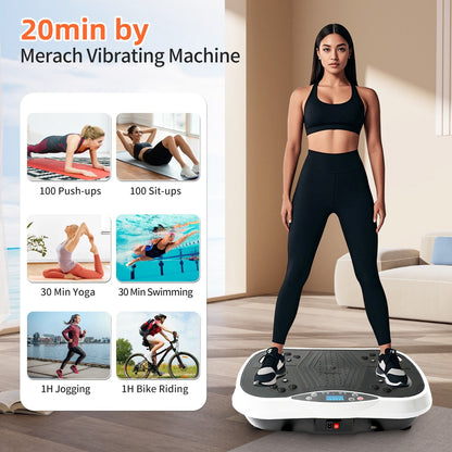 Vibration Plate Exercise Machine 120 Speed Levels – 5 Resistance Bands, LCD Display, Remote Control, 3 Workout Programs