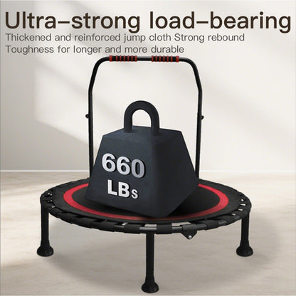 Rebounder Mini Trampoline 40 Inch Foldable with Adjustable Foam Handles – Bungee Elastic Strap Design, Thick Steel Frame, 600 lbs Capacity