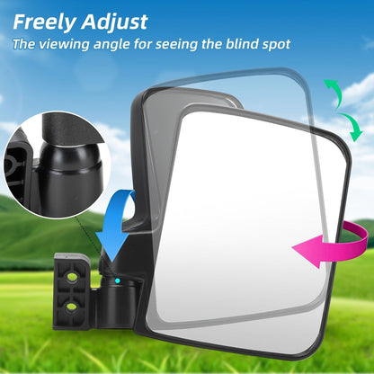 Golf Cart Mirror Set Convex Wide Angle Rotatable Side & Panoramic Rear View Mirrors – Fits Yamaha, EZGO, Club Car & Most Golf Carts