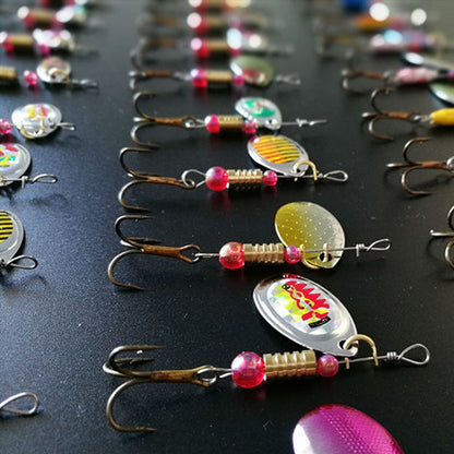 Spinnerbait Fishing Lures 30pcs – Heavy Duty Metal Spoon Jig Multi-Color Artificial Bait Set for Bass Trout Pike Musky