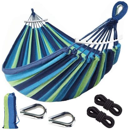 Woven Nylon-Style Hammock, 110 x 59 Inches with Two 118-Inch Ropes, Two D-Shaped Connectors and Carry Bag