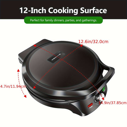 Electric Smokeless Indoor Grill 1500W, 2-in-1 Indoor Grill & Pizza Maker with 30-Min Timer, Auto Shut-Off