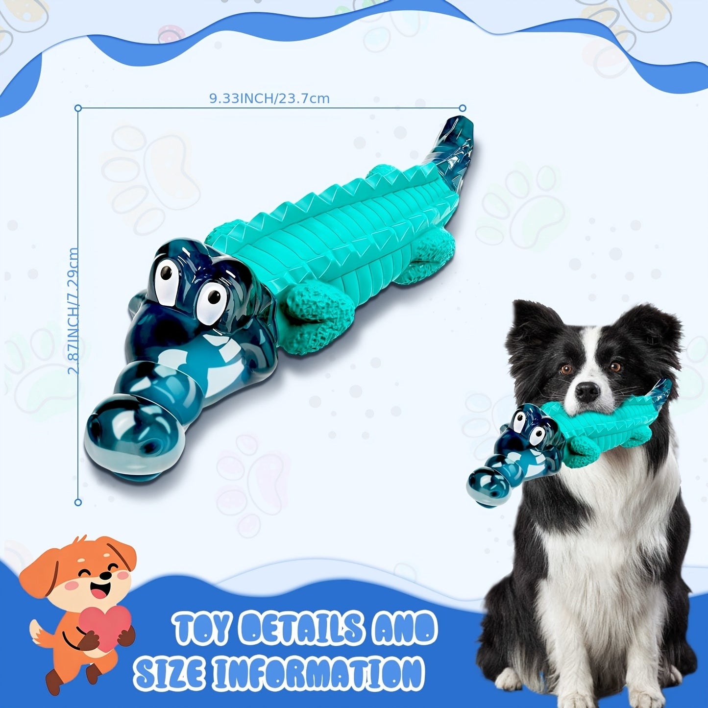 Indestructible Dog Chew Toy for Large & Medium Dogs – Tough Rubber Crocodile Chew Toy with Milk Flavor & Dental Ridges