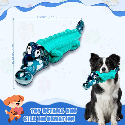 Indestructible Dog Chew Toy for Large & Medium Dogs – Tough Rubber Crocodile Chew Toy with Milk Flavor & Dental Ridges