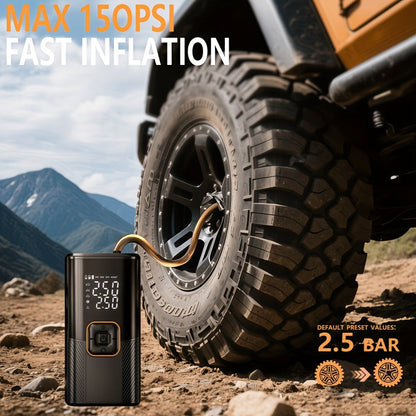 Portable Wireless Tire Inflator Air Compressor Digital Display Fast Pump Lithium Battery for Car Motorcycle Bike Emergency Inflation