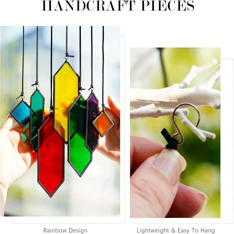 Glass Rainbow Suncatcher Hanging Ornament – Crystal Prism Window Sun Catcher for Garden, Patio & Home Decor