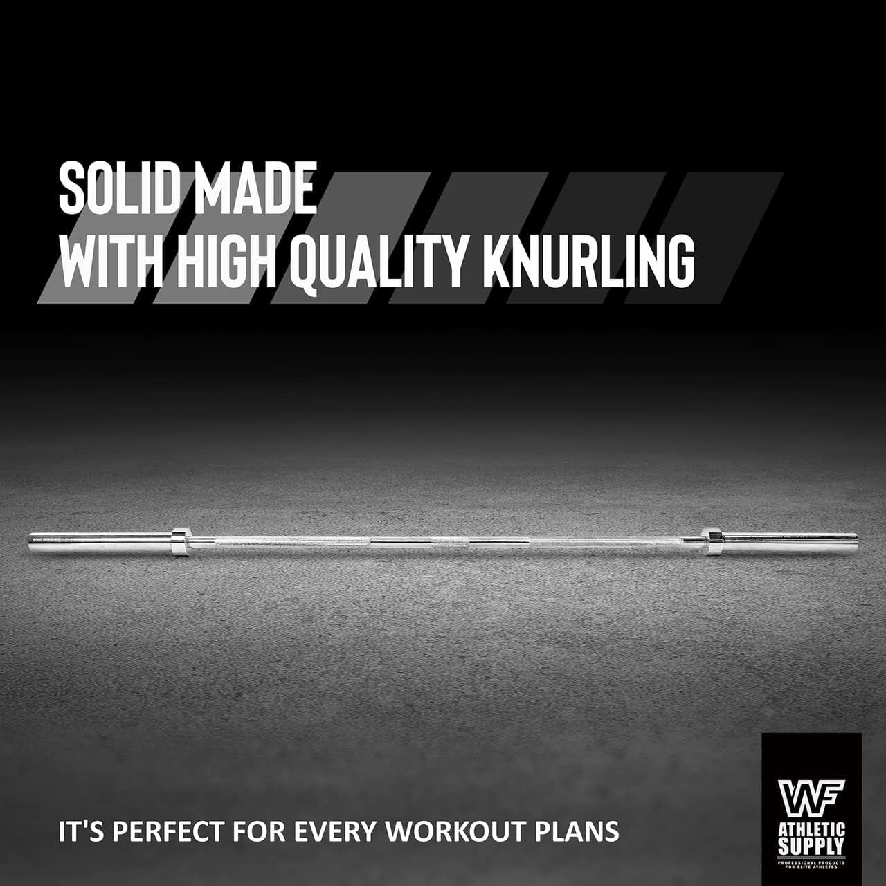 6FT Olympic Barbell Bar 2 Inch | 28mm Grip Shaft Cold Rolled Steel | 30lb Weightlifting Bar for Squat Deadlift Bench Press Powerlifting |