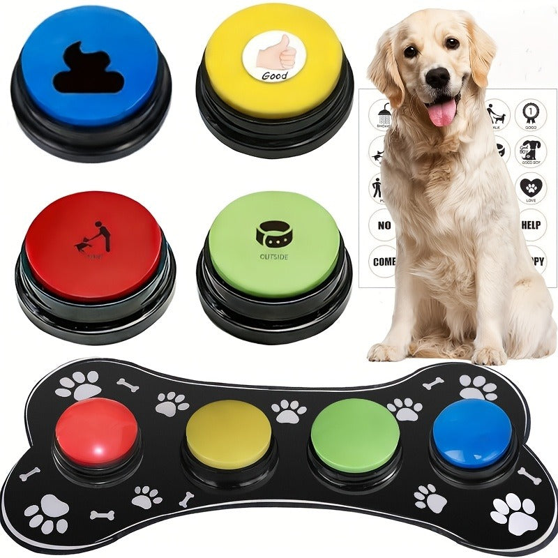 Dog Communication Buttons for Talking – Pet Training Buttons with Mat, Recordable Dog Talking Button Set, Durable Easy-Clean