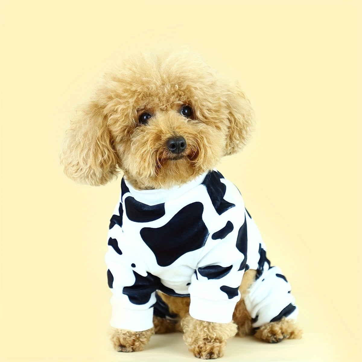 Dog Pajamas Cow Print Soft Knit Pullover Sleepwear for Small Medium Dogs, 100% Polyester Milk Swirl Texture Pet Onesie Loungewear