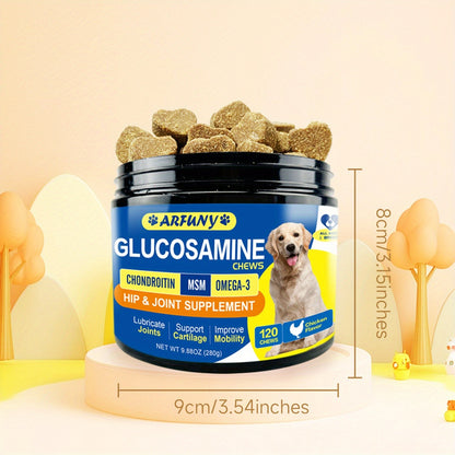 Dog Glucosamine Joint Supplement Chews 120ct | Chicken Flavor Soft Chews with Glucosamine, Chondroitin, MSM & Vitamins for Hip & Joint